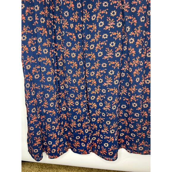 Caslon, Navy Floral Maxi Dress, Cotton Blend, Button Front, Boho Cottagecore - Picture 13 of 15